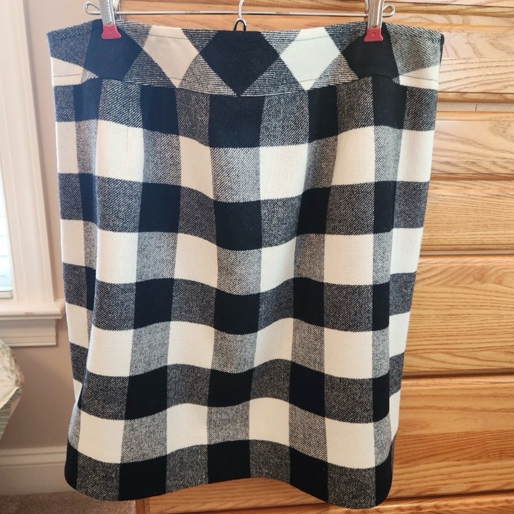 Talbots Black and White Plaid Pencil Skirt